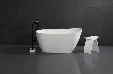 Matte White Solid Surface Stone Freestanding Tub