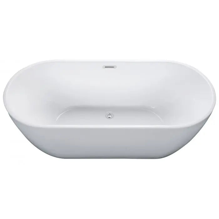 ALFI Brand AB8839 67 Inch White Oval Acrylic Freestanding Tub with Rear Center Drain