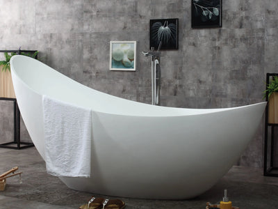 ALFI Brand AB9951 73" White Solid Surface Smooth Resin Soaking Slipper Bathtub Alfi Trade Inc