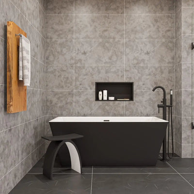ALFI brand 59" Rectangular Skirted Black and White Freestanding Tub Alfi Trade Inc