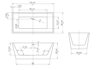 ALFI brand 59" Rectangular Skirted Black and White Freestanding Tub Alfi Trade Inc