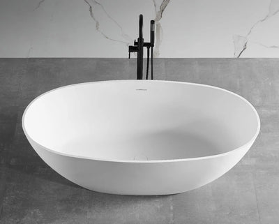 ALFI brand AB9975 59" White Oval Solid Surface Resin Soaking Bathtub Alfi Trade Inc