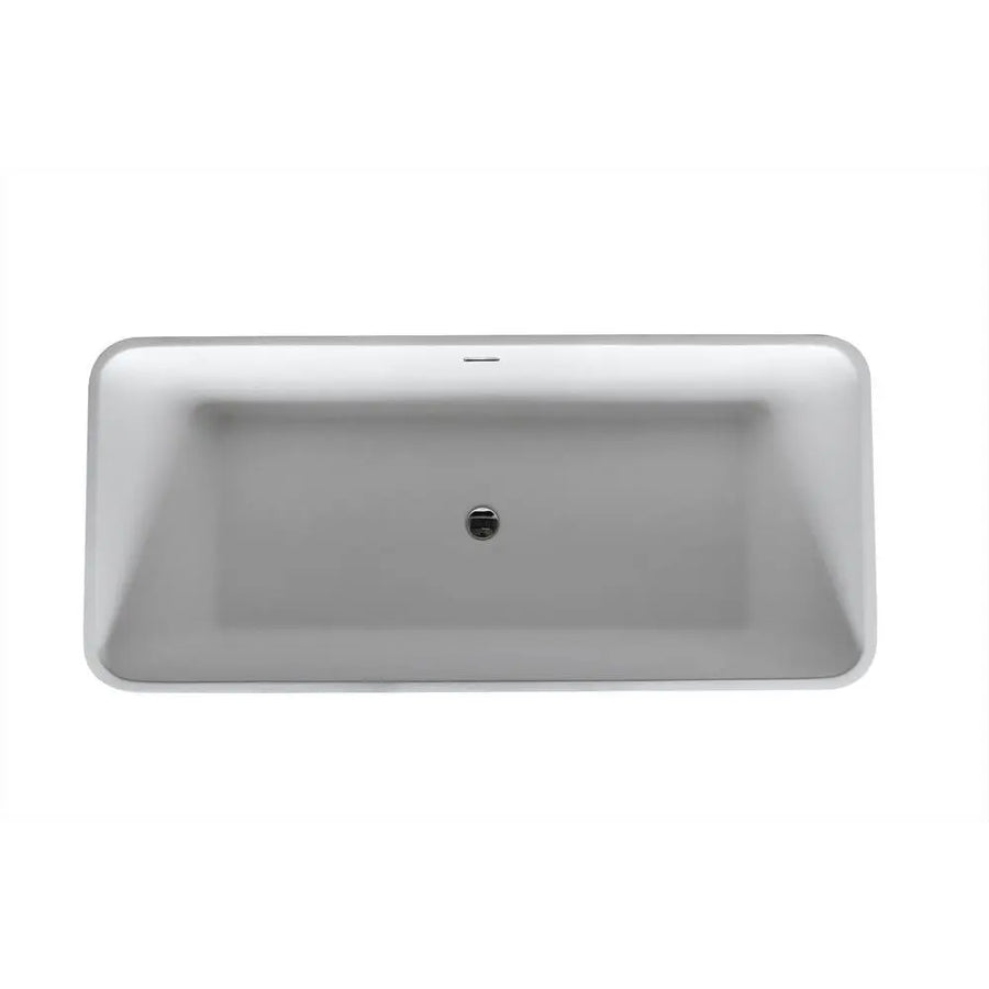 ANZZI Cenere Series FT-AZ501 4.9 ft. Man-Made Stone Center Drain Freestanding Bathtub in Matte White