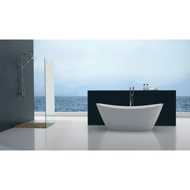 ANZZI Cross Series FT-AZ110 5.58 ft. Freestanding Bathtub in White - detail view