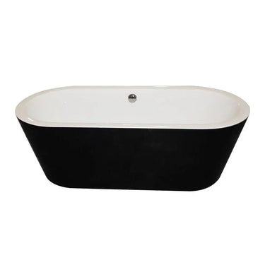 ANZZI Dualita Series Glossy Acrylic Black Freestanding Bathtub - detail view