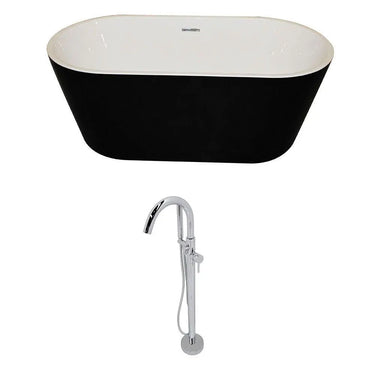 ANZZI Dualita Series Black Soaking Tub with Freestanding Faucet - view 16