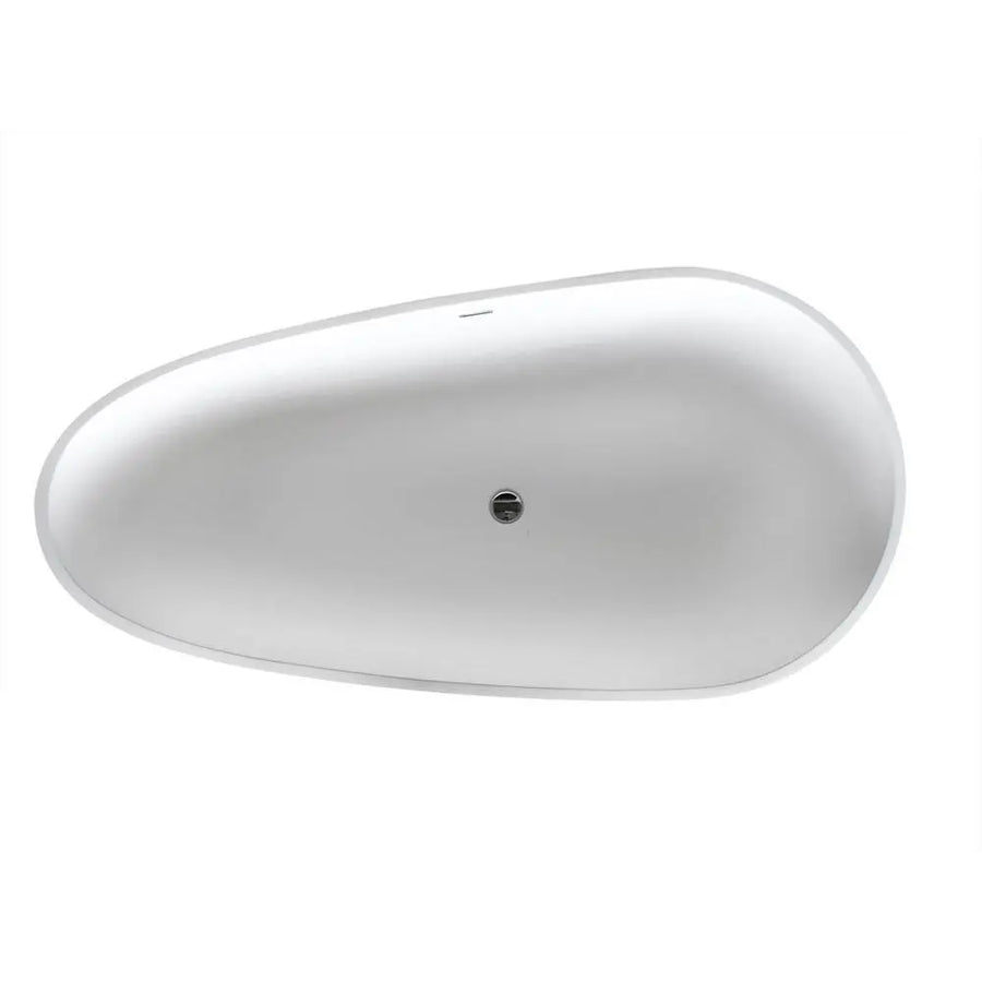 ANZZI Fiume Series FT-AZ502 5.6 ft. Man-Made Stone Center Drain Matte White Freestanding Tub