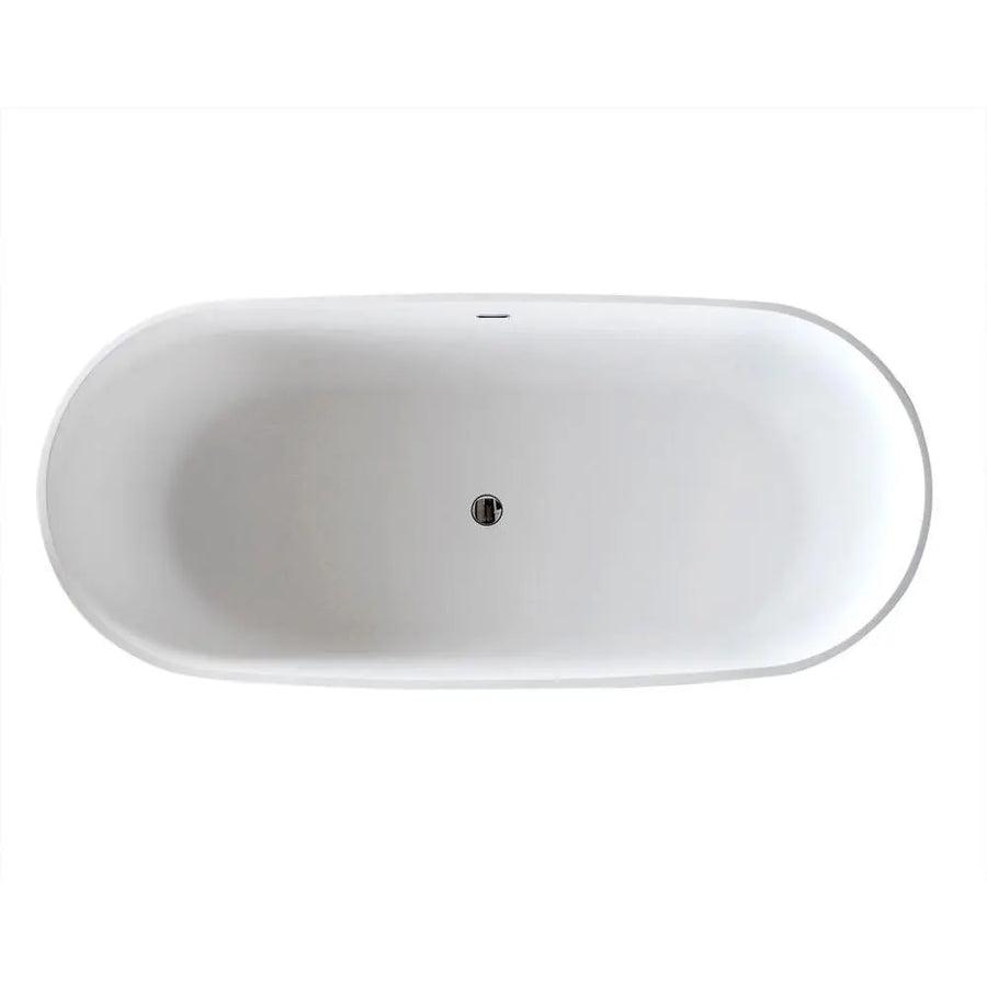 ANZZI Sabbia Series FT-AZ511 5.9 ft. Man-Made Stone Center Drain Freestanding Bathtub in Matte White SW Corp