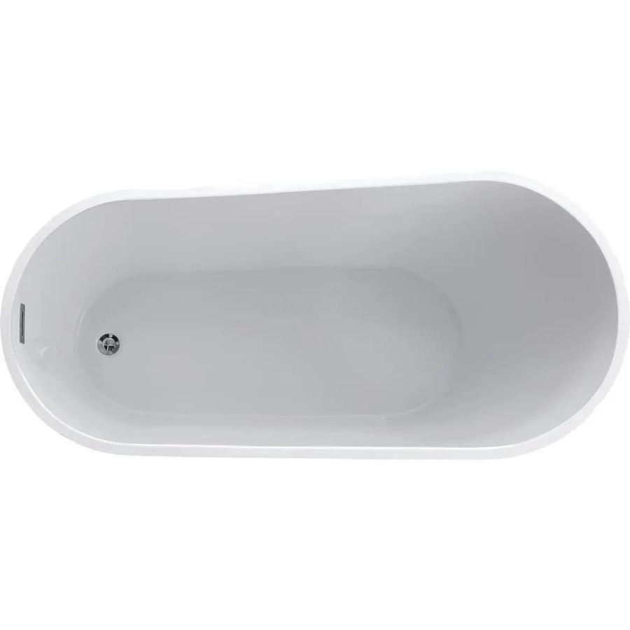 ANZZI Trend Series FT-AZ093 5.58 ft. White Freestanding Tub with Built-In Overflow and Reversible Drain