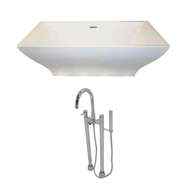 ANZZI Vision Series 5.9 ft. Acrylic Double Slipper Freestanding Flatbottom Non-Whirlpool Bathtub in White with Freestanding
