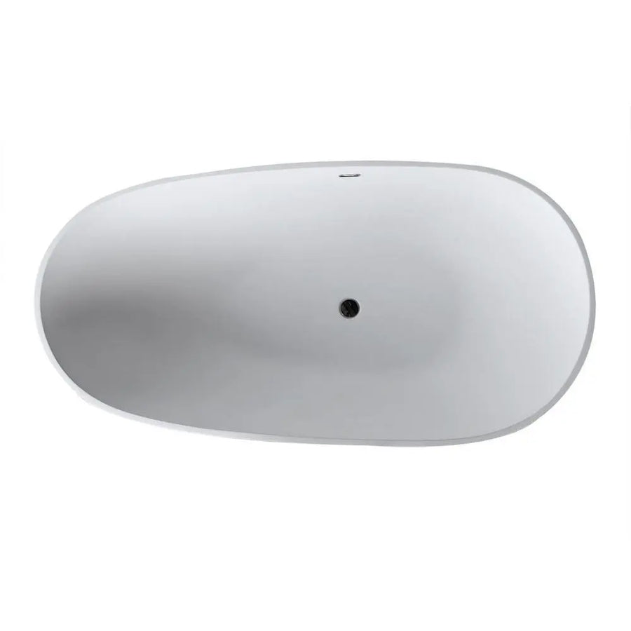 ANZZI Volo Series FT-AZ506 5.9 ft. Man-Made Stone Center Drain Matte White Freestanding Tub