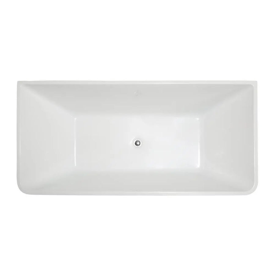 ANZZI Zenith Series FT-AZ099 5.58 ft. Freestanding White Bathtub with Built-In Chrome Overflow & Center Drain