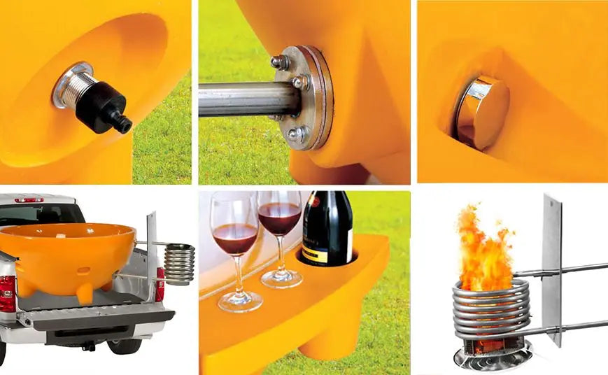 Alfi Brand FireHotTub The Round Fire Burning Portable Outdoor Hot Bath Tub