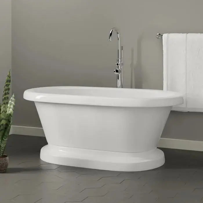 Barclay Carrie 57" Acrylic Double Roll Top Pedestal Tub with Base