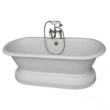 Barclay Columbus 61" Cast Iron Pedestal Tub Kit with Porcelain Lever Handle Faucet - alternate view