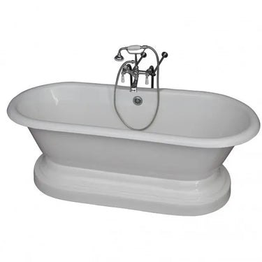Barclay Columbus 61" Cast Iron Pedestal Tub Kit - No Faucet Holes, Lever Handle Tub Faucet