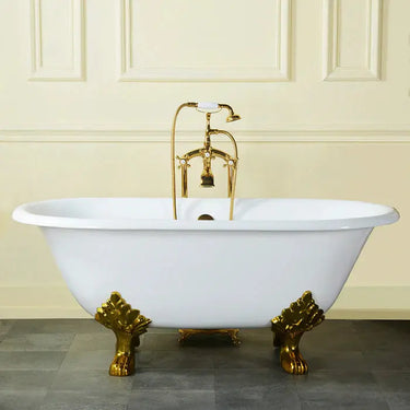 Barclay - Dawson 61" Premium Cast Iron Double Roll Top Freestanding Tub - CTDRN61LP-WH Barclay Products