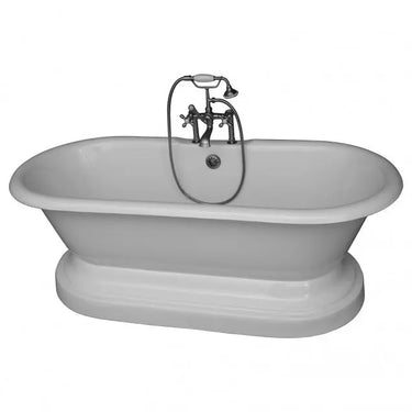 Barclay Duet 67" Cast Iron Pedestal Tub Kit with Cross Handle Tub Faucet