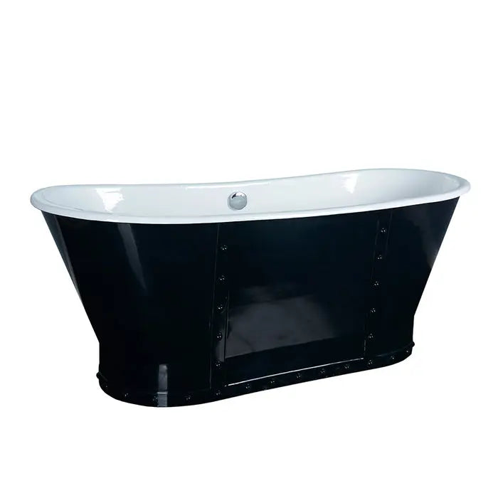 Barclay Fernando Cast Iron Bateau Black and White Freestanding Tub with Riveted Skirt Barclay Products