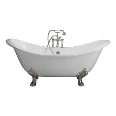 Barclay Marshall 71" Cast Iron Double Slipper Clawfoot Tub Kit with Lever Handle Tub Faucet - side view