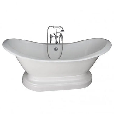 Barclay Marshall 71" Cast Iron Double Slipper Tub Kit with No Faucet Holes, Lever Handle Tub Faucet