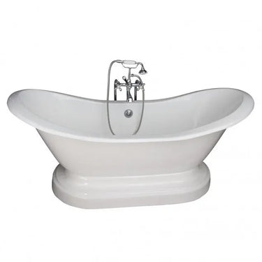 Barclay Marshall 71" Cast Iron Double Slipper Tub Kit with Metal Cross Handle Tub Faucet
