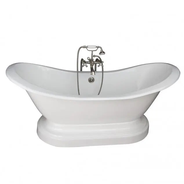 Barclay Marshall 71″ Cast Iron Double Slipper Tub Kit with Metal Cross Handle Tub Faucet