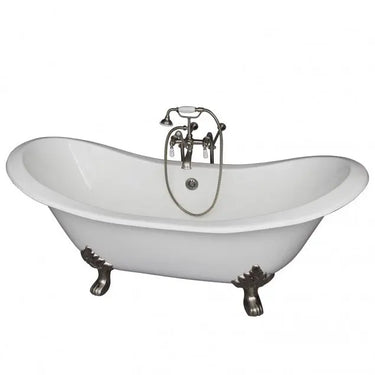 Barclay Marshall 71" Cast Iron Double Slipper Clawfoot Tub Kit, No Faucet Holes