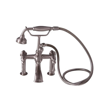 Barclay Products Clawfoot Rim-Mounted Filler with Hand-Held Shower " Metal Lever Handles - 4603-ML - side view