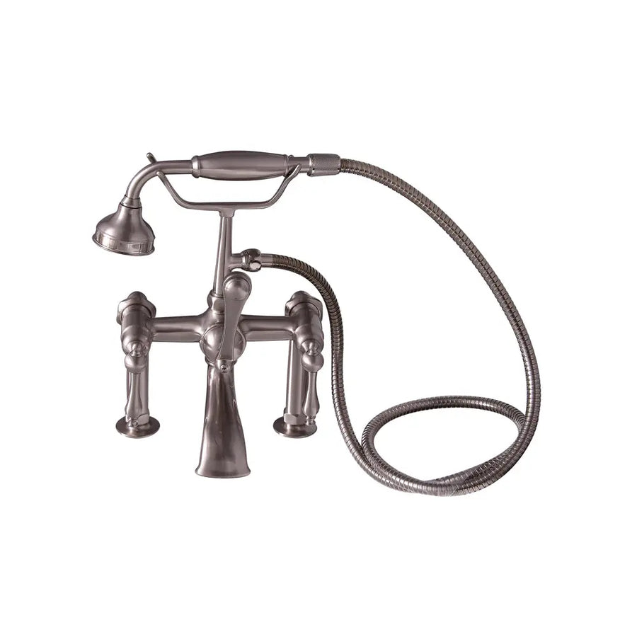 Barclay Products Clawfoot Rim-Mounted Filler with Hand-Held Shower – Metal Lever Handles - 4603-ML