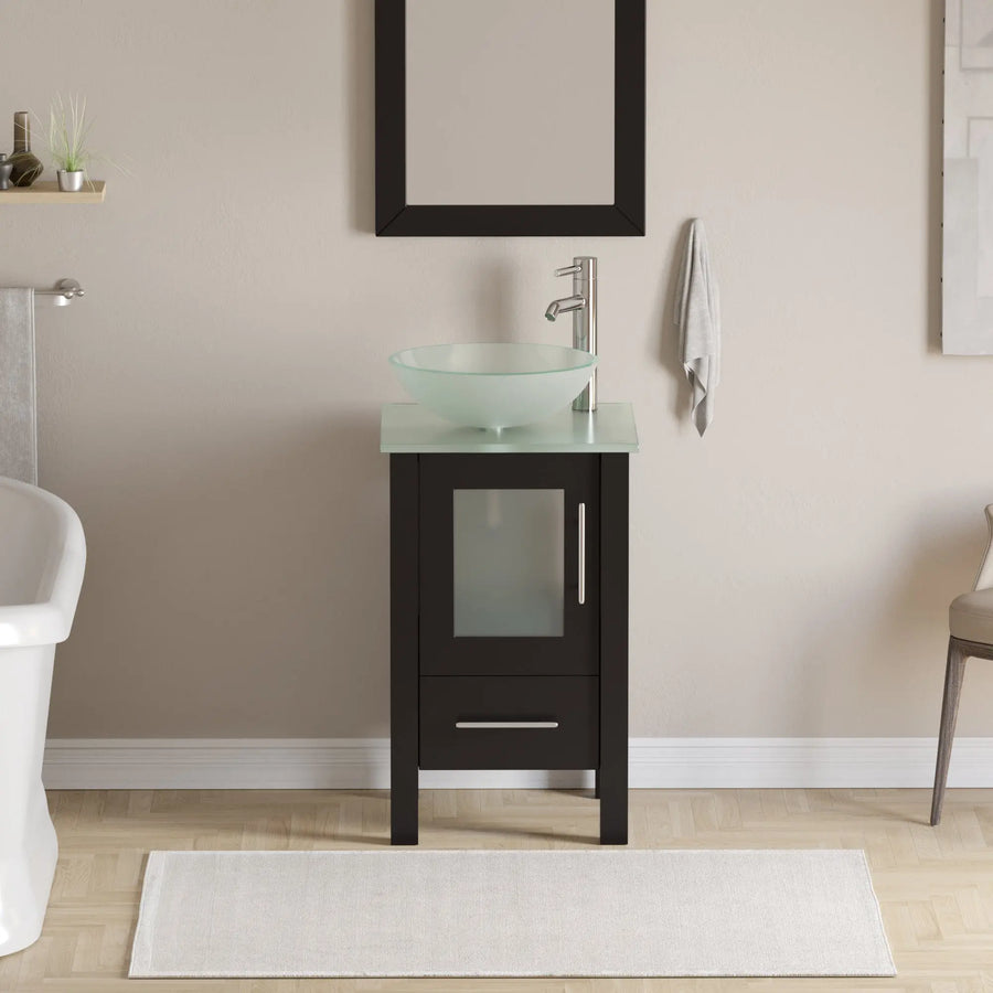 Cambridge Plumbing 18" Espresso Wood & Glass Vessel Sink Vanity 8137B Cambridge Plumbing