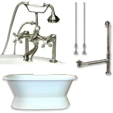 Cambridge Plumbing DES-PED-463D-6-PKG Cast Iron Double Ended Slipper Tub 71"X 30" with 7" Drillings and Faucet - Plumbing