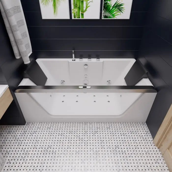 EAGO AM196ETL 6' Clear Rectangular Jacuzzi Whirlpool Bathtub for Two with Fixtures Alfi Trade Inc