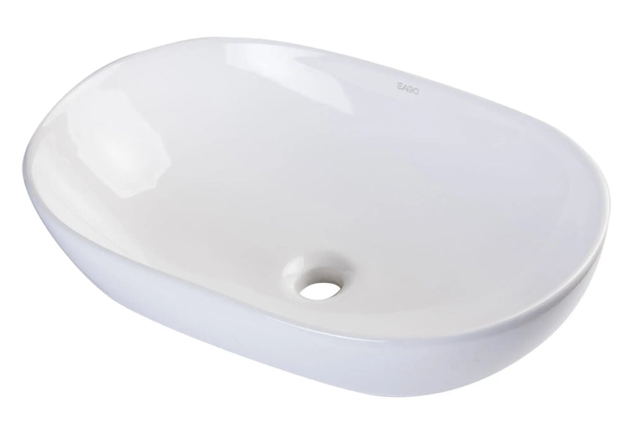 EAGO BA352 23'' White Oval Porcelain Bathroom Sink Basin Without Overflow