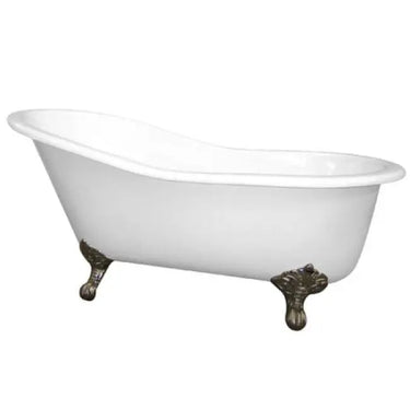 Kingston Brass Aqua Eden 61" Cast Iron Safe & Anti-Slide Slipper Freestanding Bathtub with 7" Faucet Drillings
