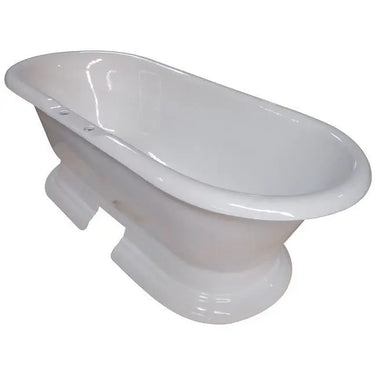 Kingston Brass Aqua Eden 72" Cast Iron Double Ended Freestanding Pedestal Tub - side view