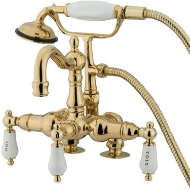 Kingston Brass Vintage CC1017T8 Three-Handle 2-Hole Deck Mount Clawfoot Tub Faucet with Hand Shower