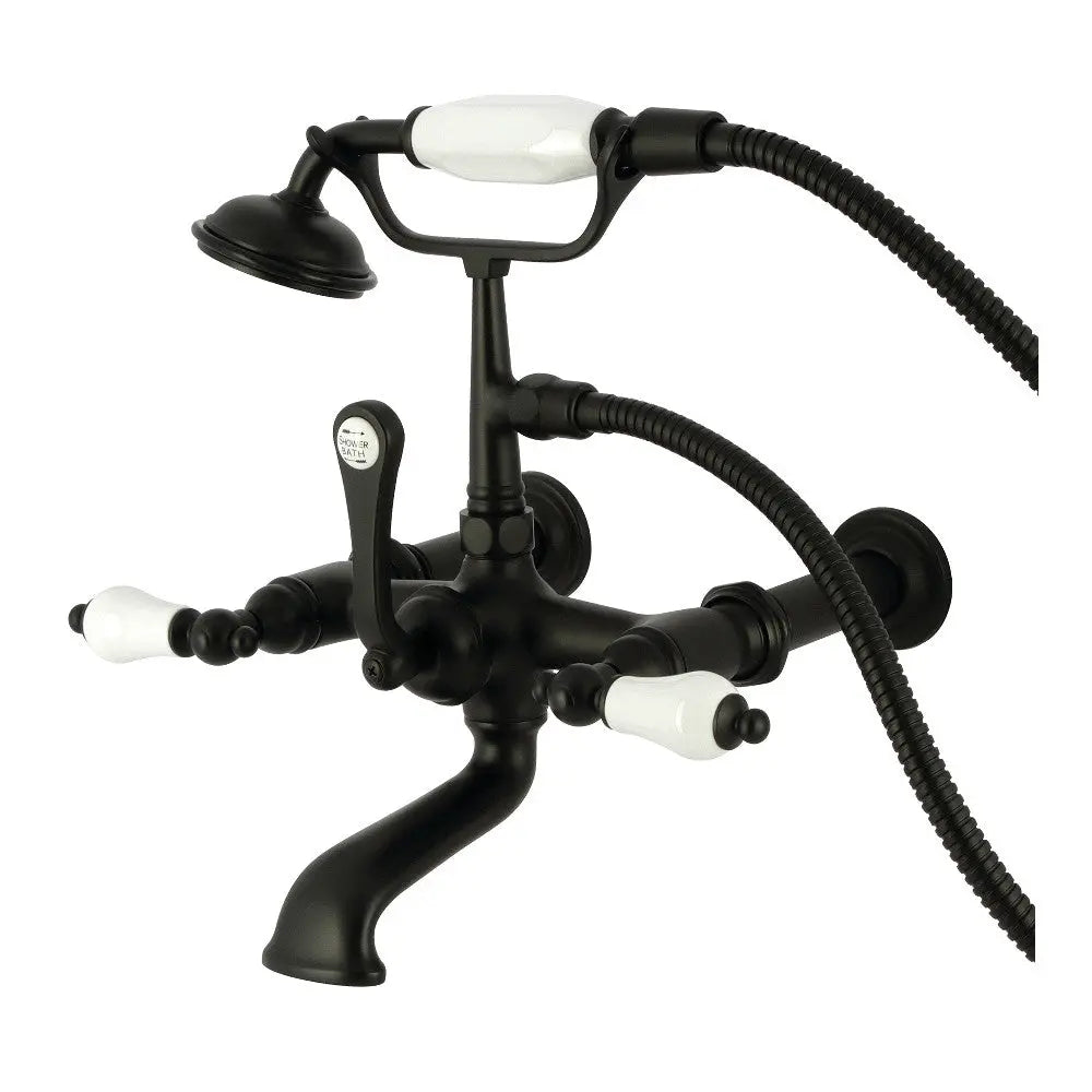 Kingston Brass Vintage CC543T Three-Handle 2-Hole Tub Wall Mount Clawfoot Tub Faucet with Hand Shower Kingston Brass