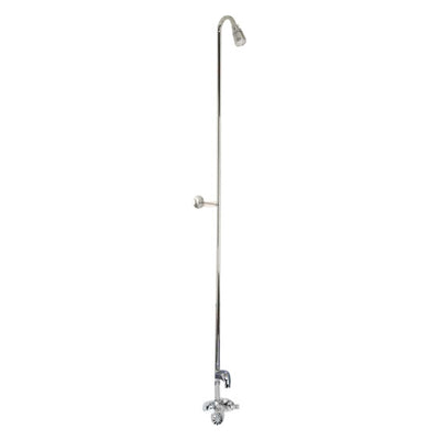 Barclay Products 4199-CP Diverter Bathcock with Riser and Showerhead Polished Chrome in White Background
