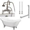 Cambridge Plumbing Acrylic Double Ended Slipper Bathtub 68" X 28" with 7" Deck Mount Faucet Drillings and Complete Polished Chrome Plumbing Package - Affordable Cheap Freestanding Clawfoot Bathtubs Tub