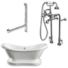 Cambridge Plumbing ADES-PED-398463-PKG-CP-NH Acrylic Double Ended Pedestal Slipper Bathtub 68" X 28" No Faucet Drillings and Chrome Plumbing Package - Affordable Cheap Freestanding Clawfoot Bathtubs Tub