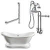 Cambridge Plumbing ADES-PED-398684-PKG-CP-NH Acrylic Double Ended Pedestal Slipper Tub 68" X 28" No Faucet Drillings Complete Chrome Plumbing Package - Affordable Cheap Freestanding Clawfoot Bathtubs Tub