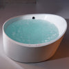 EAGO AM2130 66 Inch Round Acrylic Air Bubble Freestanding Clawfoot Bathtubs Top View with Water in Bathroom