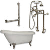 Cambridge Plumbing Acrylic Slipper Bathtub 61" X 28" with No Faucet Drillings and Complete Plumbing Package - Affordable Cheap Freestanding Clawfoot Bathtubs Tub