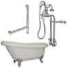 Cambridge Plumbing Acrylic Slipper Bathtub 61" X 28" with No Faucet Drillings and Complete Polished Chrome Plumbing Package - Affordable Cheap Freestanding Clawfoot Bathtubs Tub