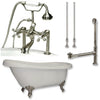 Cambridge Plumbing AST61-463D-6 Acrylic Slipper Bathtub 61" X 28" with 7" Deck Mount Faucet Drillings and Complete Plumbing Package - Affordable Cheap Freestanding Clawfoot Bathtubs Tub