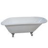 Kingston Brass Aqua Eden 54" Cast Iron Roll Top Clawfoot Tub with 3-3/8" Tub Wall Drillings Chrome Feet Front View White Background
