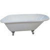 Kingston Brass Aqua Eden 66" Cast Iron Roll Top Clawfoot Tub with 3-3/8" Tub Wall Drillings Freestanding Clawfoot Bathtubs Chrome Front View White Background