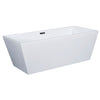 ALFI Brand AB8833 59 Inch White Rectangular Free Standing Soaking Bathtub