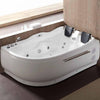 EAGO AM124ETL-L 71" Double Corner Acrylic White Jetted Whirlpool Tub Front View in Bathroom